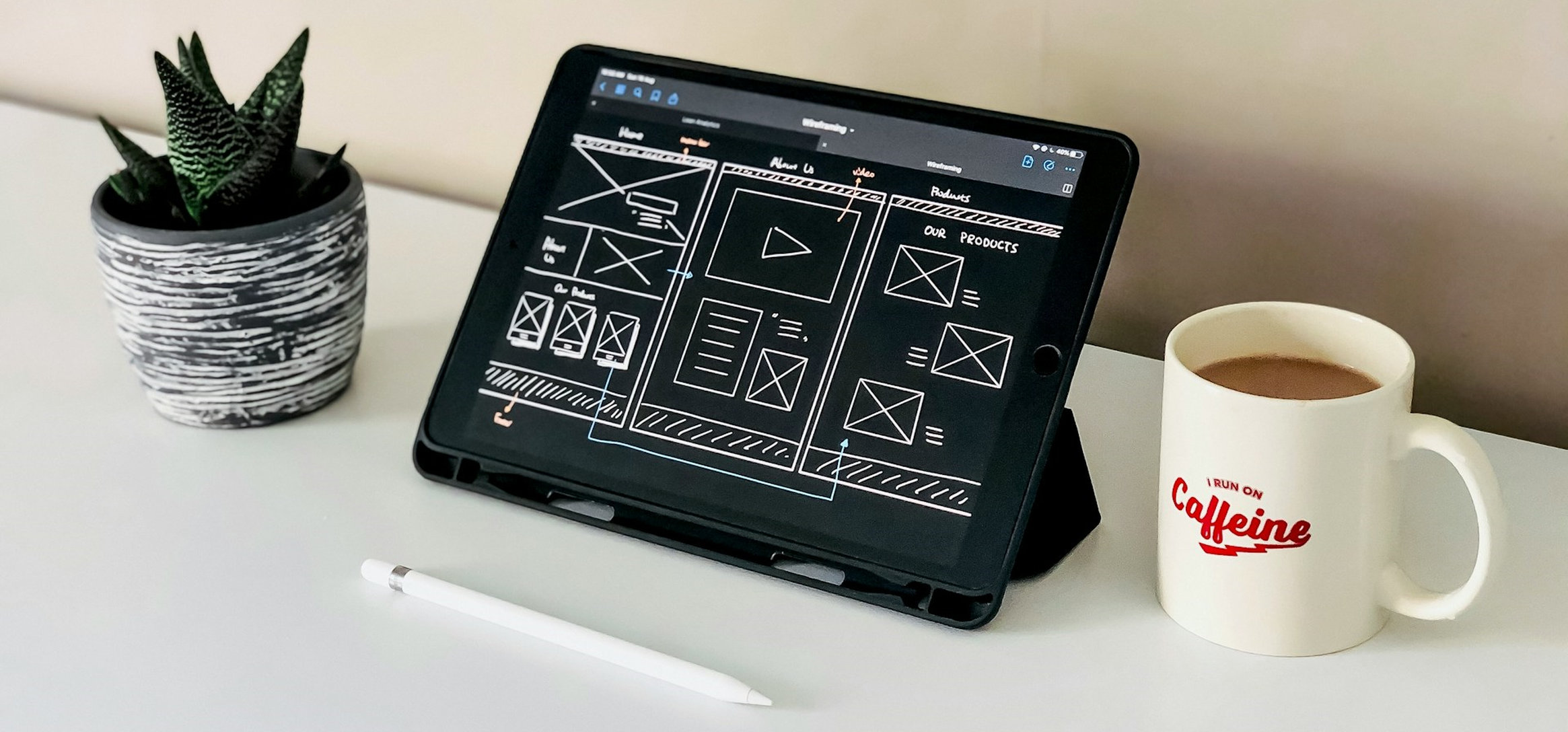 A concept of web design on a tablet